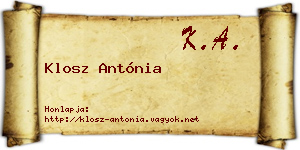 Klosz Antónia névjegykártya
